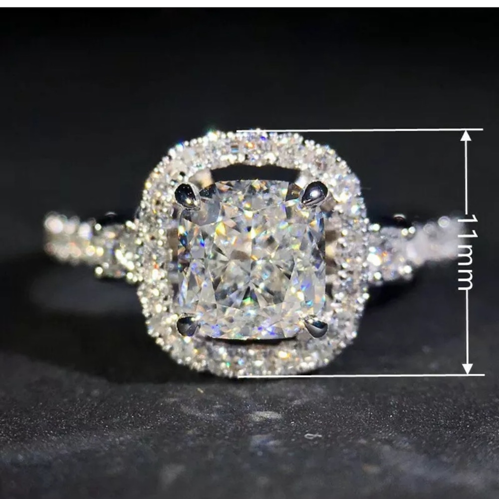 Shine Women 925 Silver Rings Cubic Zirconia Ring - Picture 3 of 4